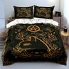 Mystical Black Cat and Pentagram Design Bedding Set (1 Duvet Cover, 2 Pillowcases, Duvet Not Included)