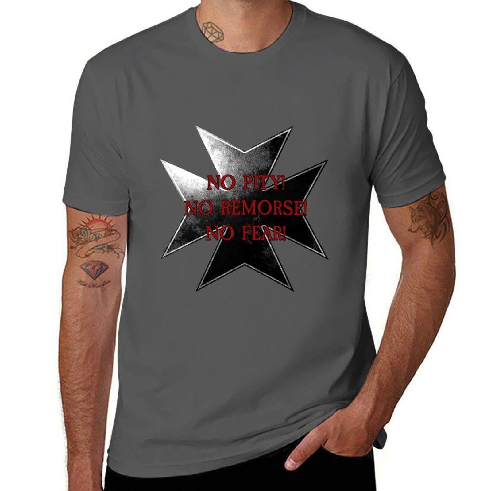 

Клятва тамплієра - Жодної жалості! Без жалю! Без страху! Футболка друковані футболки для чоловіка футболка чоловіча повсякденна футболка 4XL