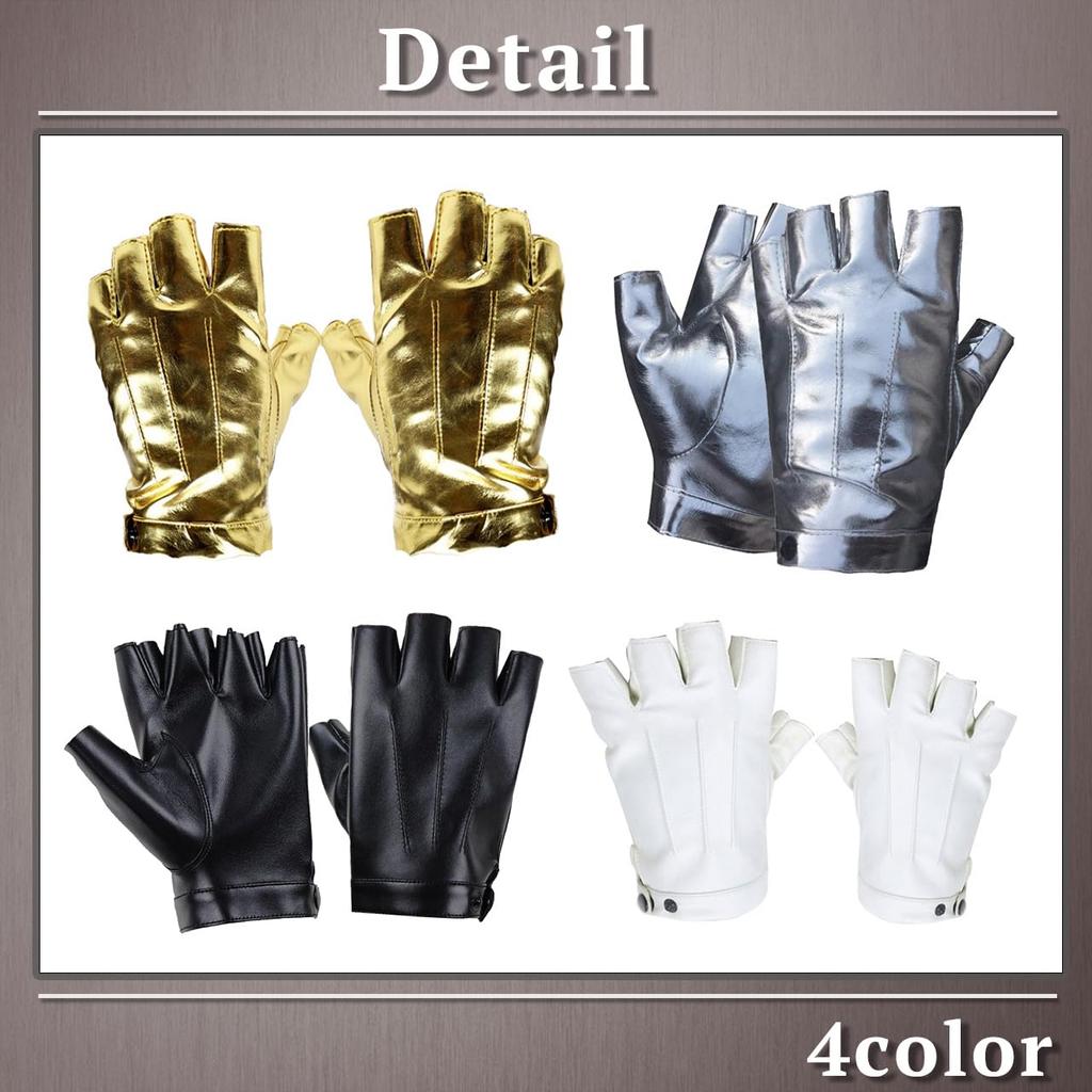 One Limitation Fingerless Leather for Men and TG178 Gloves, Shiny, Rock/Punk, Women, (Gold)