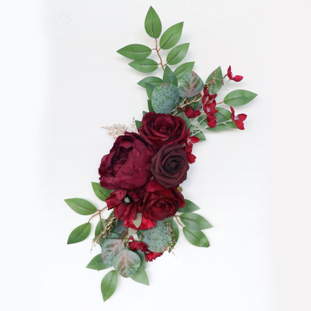 2pcs Wedding Arch Flowers Artificial Peony Rose Floral Swag for Wedding Welcome Signs Ceremony Reception Decoraction