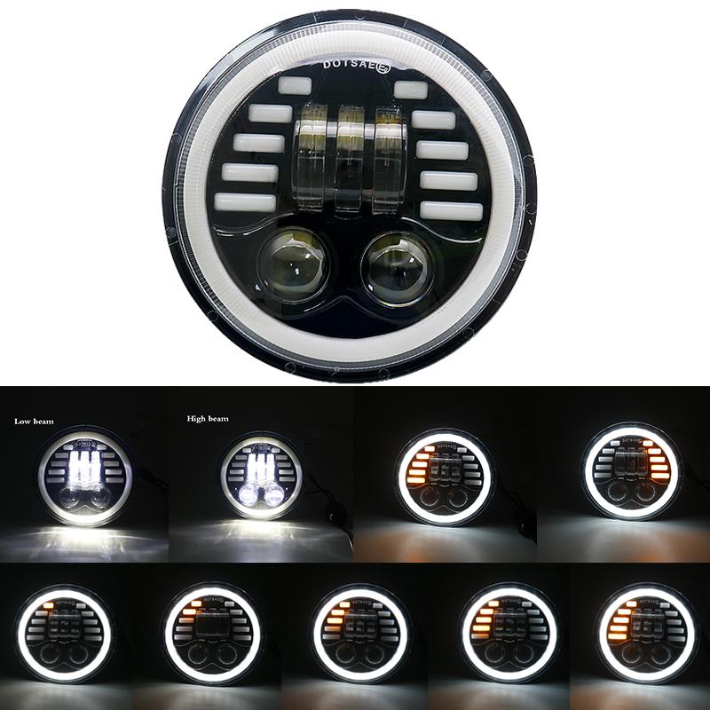 5 3/4 Inch 5.75" Car Motorcycle LED Headlight DRL Turn Signal Moto Headlamp for Harley Dyna Sportster Softail Indian Scout Honda