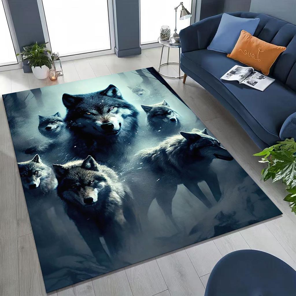 Norse Mythology Fenrir Wolf Beast Cartoon Rug for Bedroom Living Room Sofa Home Doormat Decor, Large Kid Play Non-slip Floor Mat