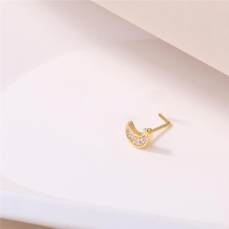 

Wind L Rod, Star And Moon Puncture Nose Stud, Simple Copper Micro-Inlaid Zircon Nose Ring, Men S And Women S Personality Trendy Cool Nose Decoration