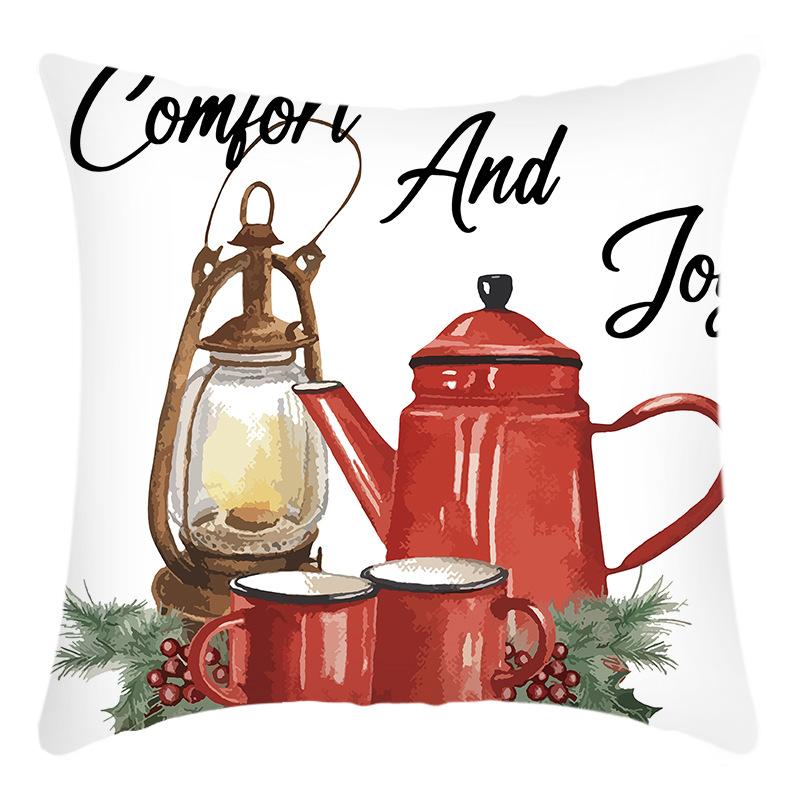 

Новый Рождественский Лось Санта Гирлянда Линейный Принт Подушка Домашняя Диванная Наволочка 45 * 45Cm pillowcase