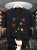 Black Casual Short Sleeve Tee Positive Quote Print With Modern Korean Design Loose Crew Neck Colorful Graphic For Daily Outfits Streetwear