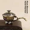 Plum Blossom Incense Burner With Handle Retro Plum Blossom Hollow Out Incense Stick Burner Zinc Alloy Small Craft Home Decor
