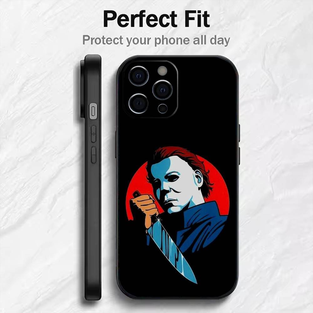 Terrifying M-Michael M-Myers Phone Case For iPhone17,16,15,14,13,12 Plus,Max Soft Silicone Black Cover
