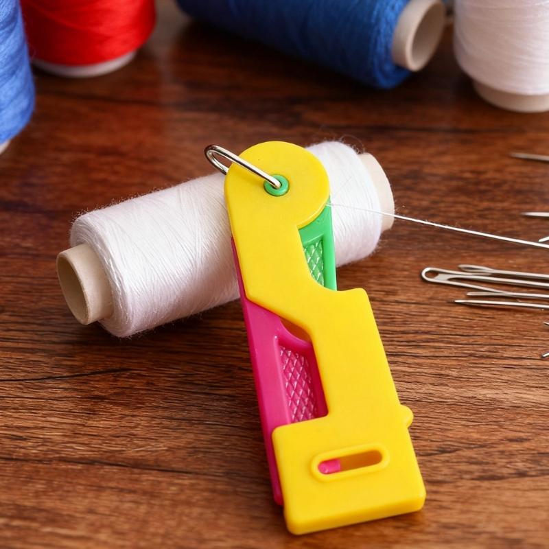 Multifunctional Needle Threader Assorted Random Color Ideal for Effortlessly Sewing Crafting and Projects