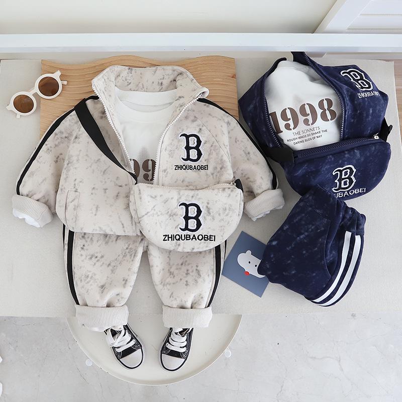 Kids' Trendy Spring & Autumn Sportswear Set - Boys & Girls Fashionable Three-Piece Outfit