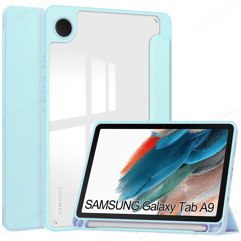 Acylic Transparent Back Tablet Cover for Samsung Galaxy Tab A9 8.7 Inch 2023 Shockproof Case S9 Plus 11" Pencil Holder Funda