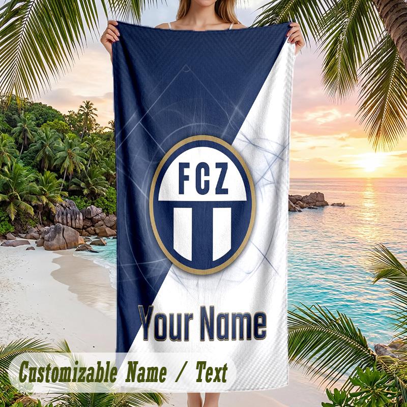 Asciugamano da Spiaggia Stampa FC Zürich Nome Personalizzato Testo Asciugamano Morbido per Piscina