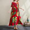 Short Sleeve Plus Size Cotton Vintage Floral New In Dresses for Women Casual Loose Long Summer Dress