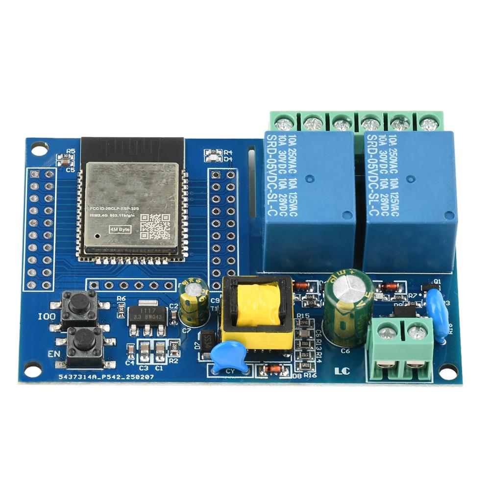 AC220V Power Supply ESP32 WIFI Bluetooth-Compatible 2 Channel Relay Module ESP32 Development Board Electronic Component Kit