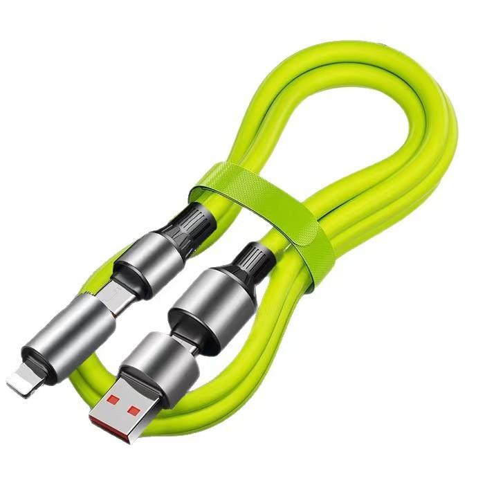 

Four-in-one 240W Super Fast Charging Mobile Phone Data Cable Double-head Type-c Interface Charging Cable Tablet Computer Car 1.5m зелений