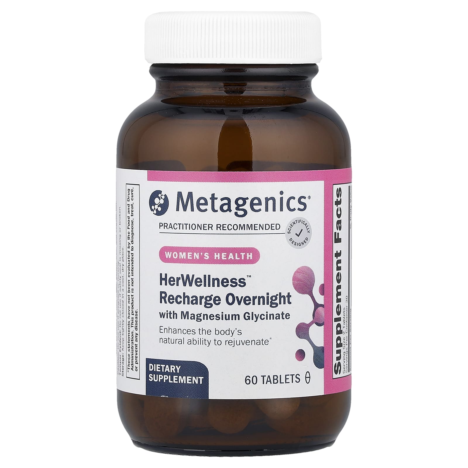 

Metagenics, Women s Health, HerWellness™ Recharge Overnight with Magnesium Glycinate, 60 Tablets