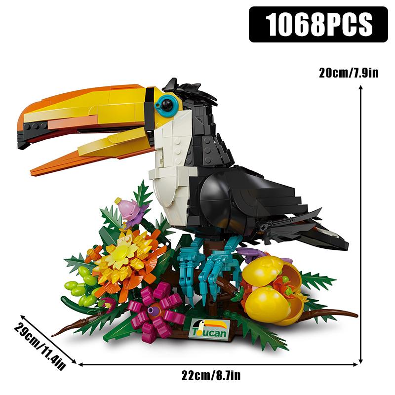 Creative 1068Pcs Toucan Eternal Flower Blooms