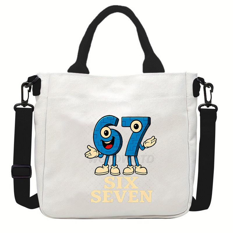 Steal a Brainrot 67 Printed Student Crossbody Bag Casual Canvas Shoulder Bags