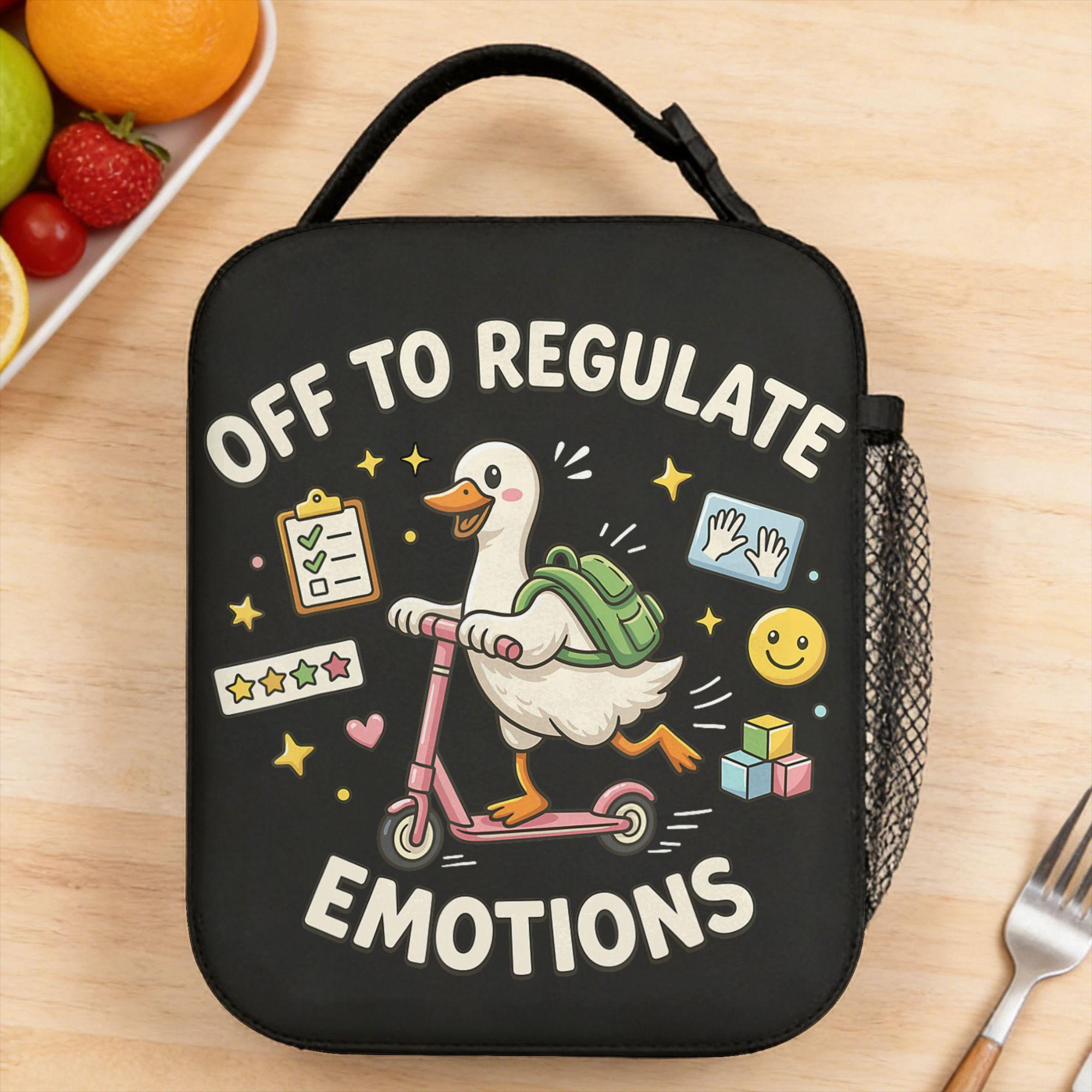Off to Regulate Emotions Funny Goose ABA Therapy Therapist Lunch Bag Travel Thermal Tote Handbags For Women Cooler Bag One Size