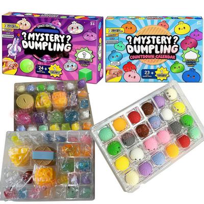 Squishy Fidget Mystery Dumpling 24 Day Countdown Calendar Sensory Toy for Adult Party Favor Table Decor Christmas Gift Blind Box