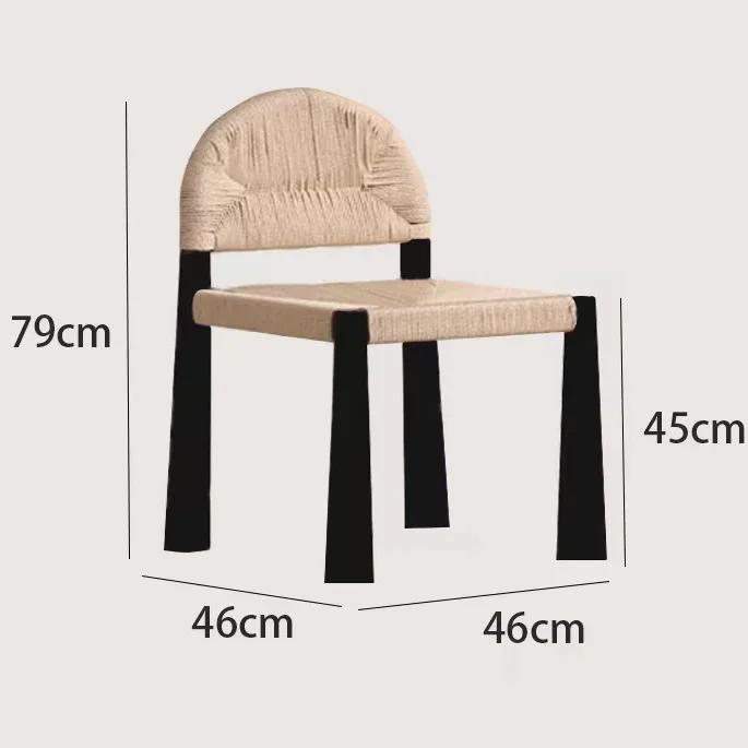 Single Solid Rattan Chair Weaving Minimalist Cream Style Straw Rope Hand-Woven Leisure Back Chair Balcony Outdoor Vintage Seat