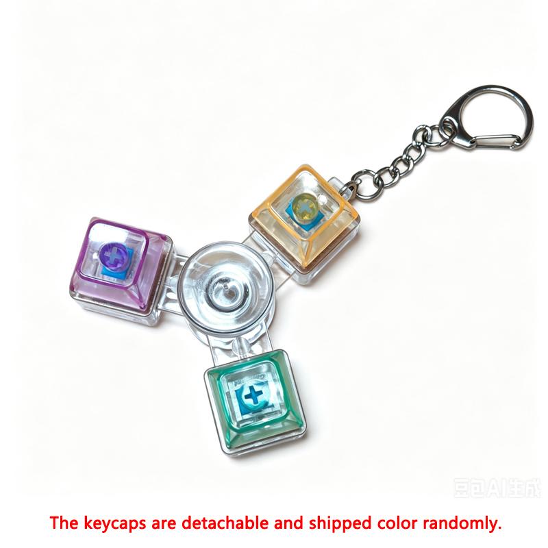 235 Keys LED Light Up Fidget Spinner Keychain Mechanical Button Clicker Stress Relief Sensory Fidget Toy for ADHD Autism Adult