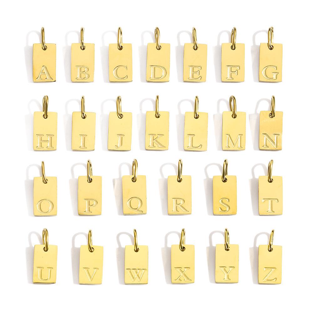 Gold-Plated Alphabet Pendant Accessories – 26 English Letters Stainless Steel for DIY Jewelry
