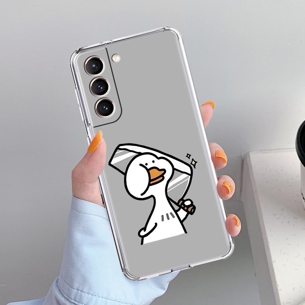 Phone Case For Samsung Galaxy S26 S25 S24 S23 S22 Ultra S20 S21 FE 5G Plus Soft Clear Cover Funny Cute Duck Fashion Couple
