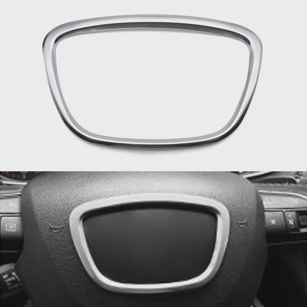 

For Au-di A4 B6 B7 B8 A6 C6 A5 Q7 Q5 A3 A4L A8L A6L Car Steering Wheel Cover Center Logo Frame Stickers Interior Car Accessories Audi-Silver