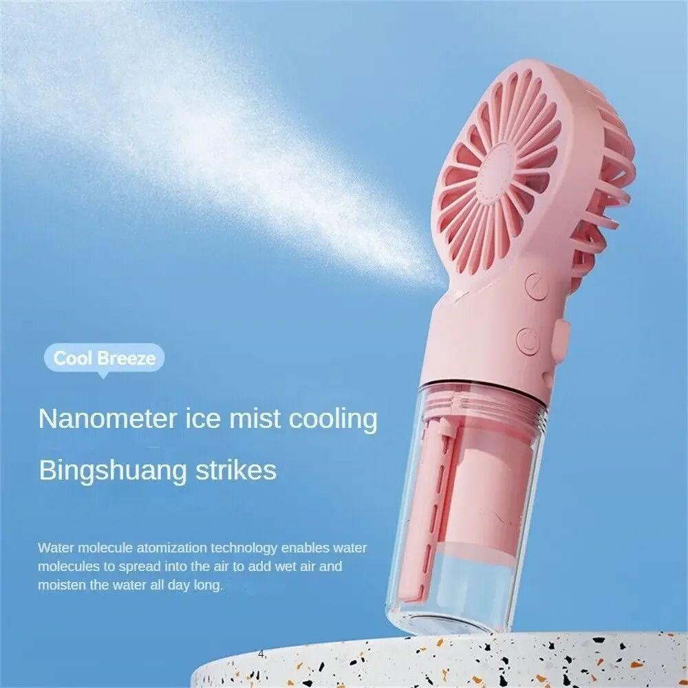 USB Rechargeable Handheld Spray Fan 2 In 1 Design Cooling Water Fan Travel Camping