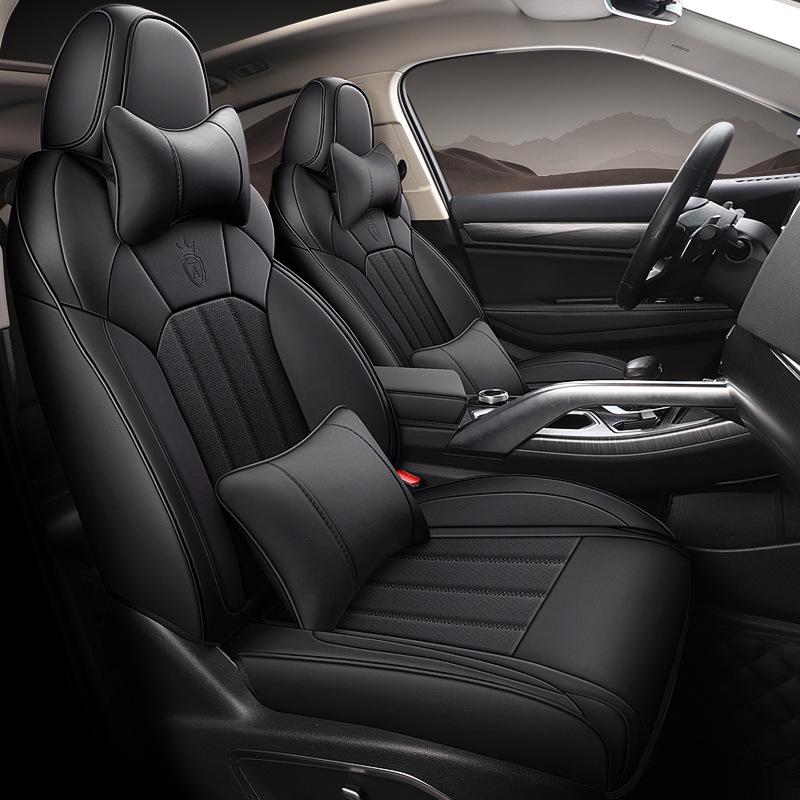 Durable, easy-clean leather steering wheel cover and seat cushion set for Geely Bin Yue.
