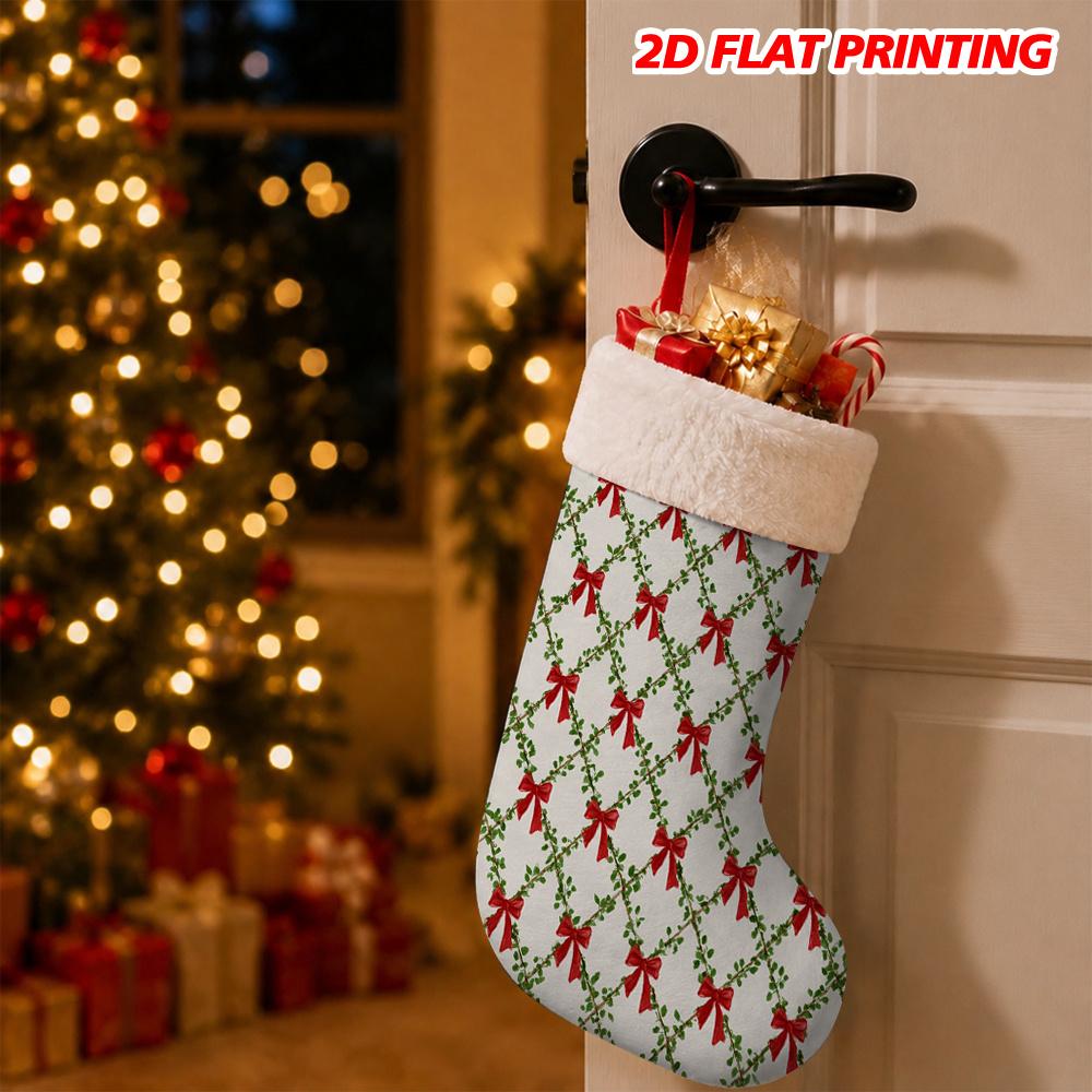 Christmas decoration fireplace hanging stocking 1pc 1pcs Name/Initials Christmas Stocking Ornament with Red Bow - Suita