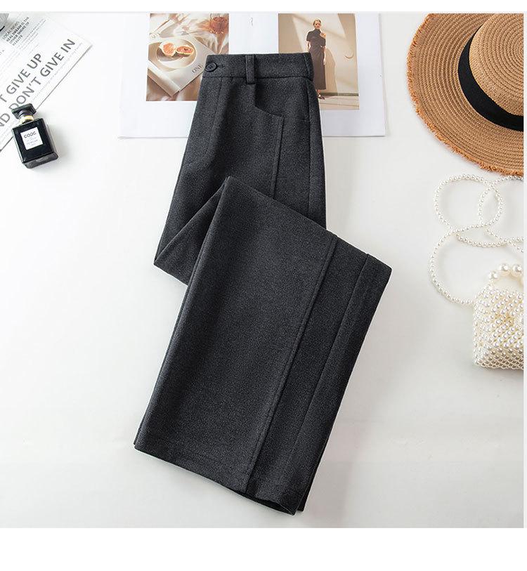 Women's High-Waist Slimming Woolen Wide-Leg Pants - Autumn/Winter 2025 Collection