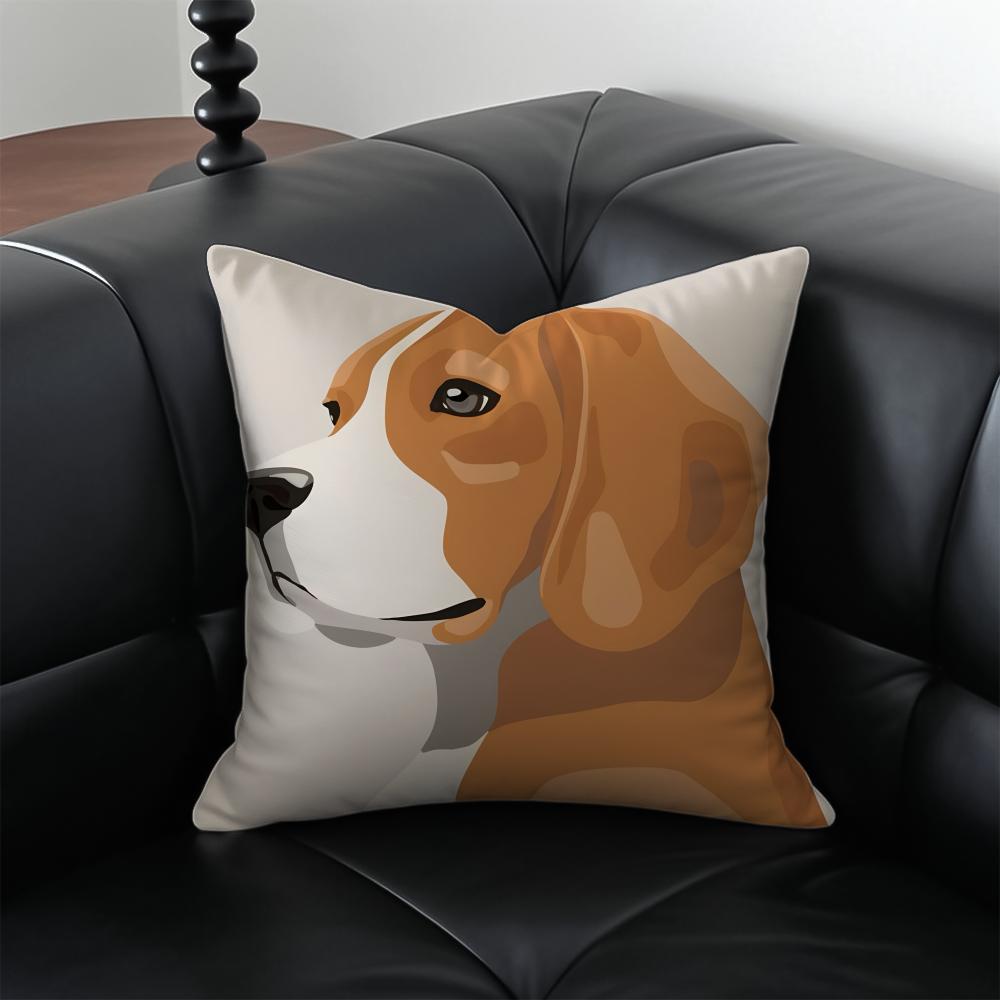 Cute Beagle Dodong Pet Cushion Cover Pillow Case Antidustmite Invisible zipper silky plush cushion