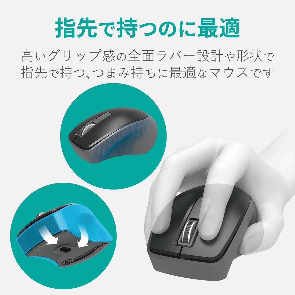 ELECOM Wireless Mouse (Receiver Included), Small, 3-Button, Quiet, TIPS AIR, Black, M-TP10DBSXBK