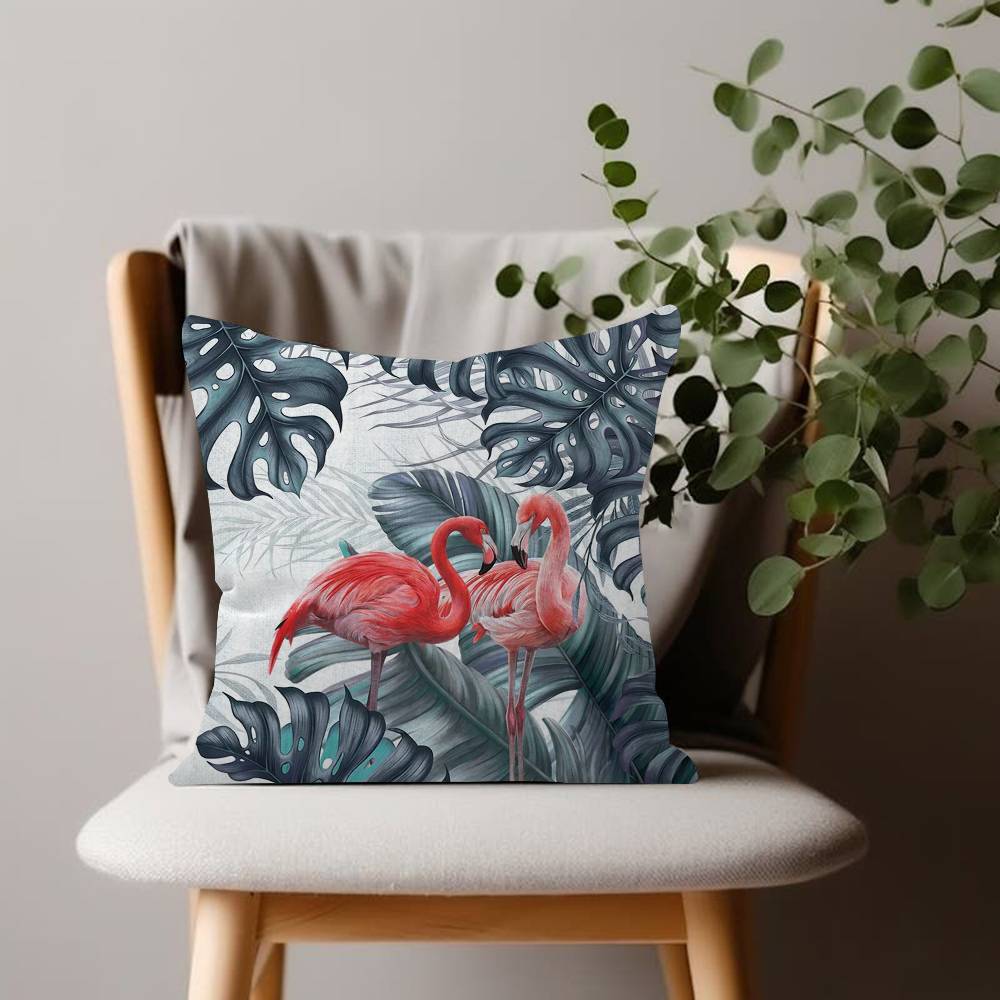 Leaf Flamingo Pillow Case Plush Fabric Soft Double Sided Print Sofa Cushion Cover Throw Pillow Covers