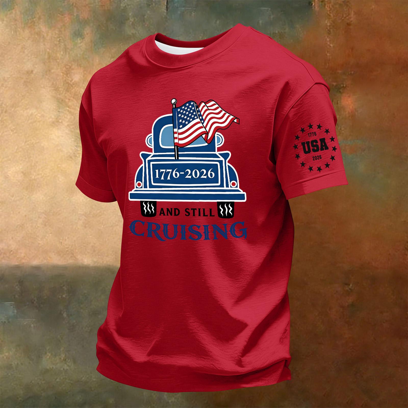 

Men s Summer Crew Neck Short Sleeve Casual T Shirt 250th Anniversary Independence Day Print Comfortable Fit Lightweight L червоний