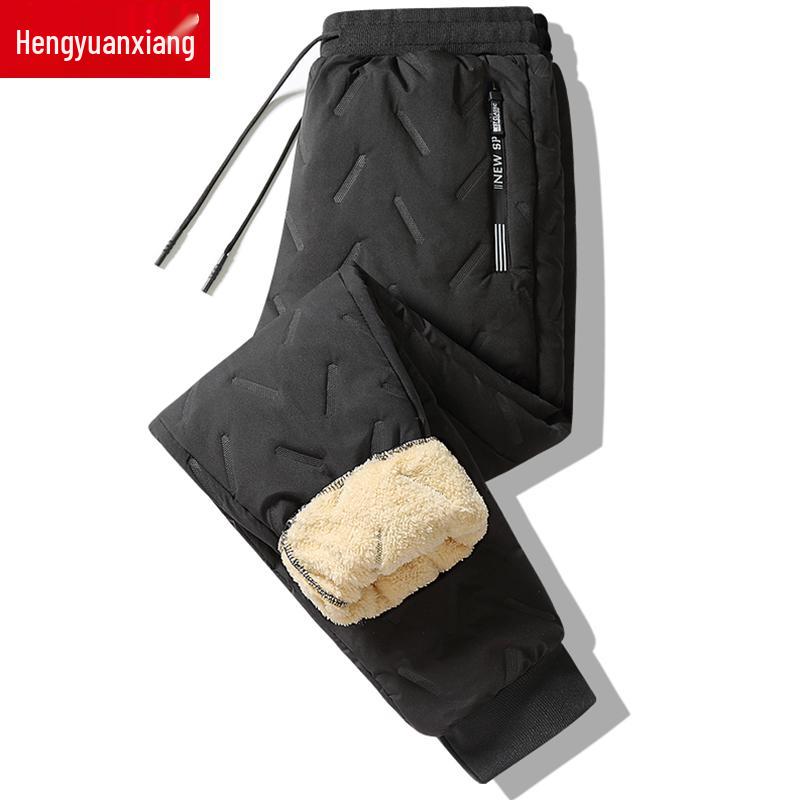 Men's Winter Fleece-Lined Lambswool Pants - Thick, Warm, Windproof