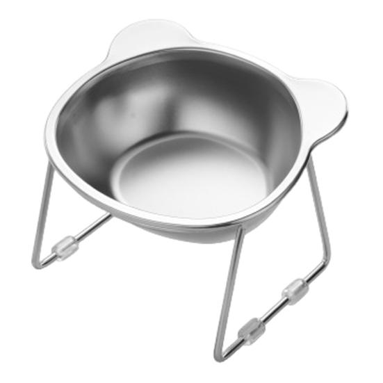 Stainless Steel Elevated Cat Bowl Tilted Raised Cat Bowl with Metal Stand