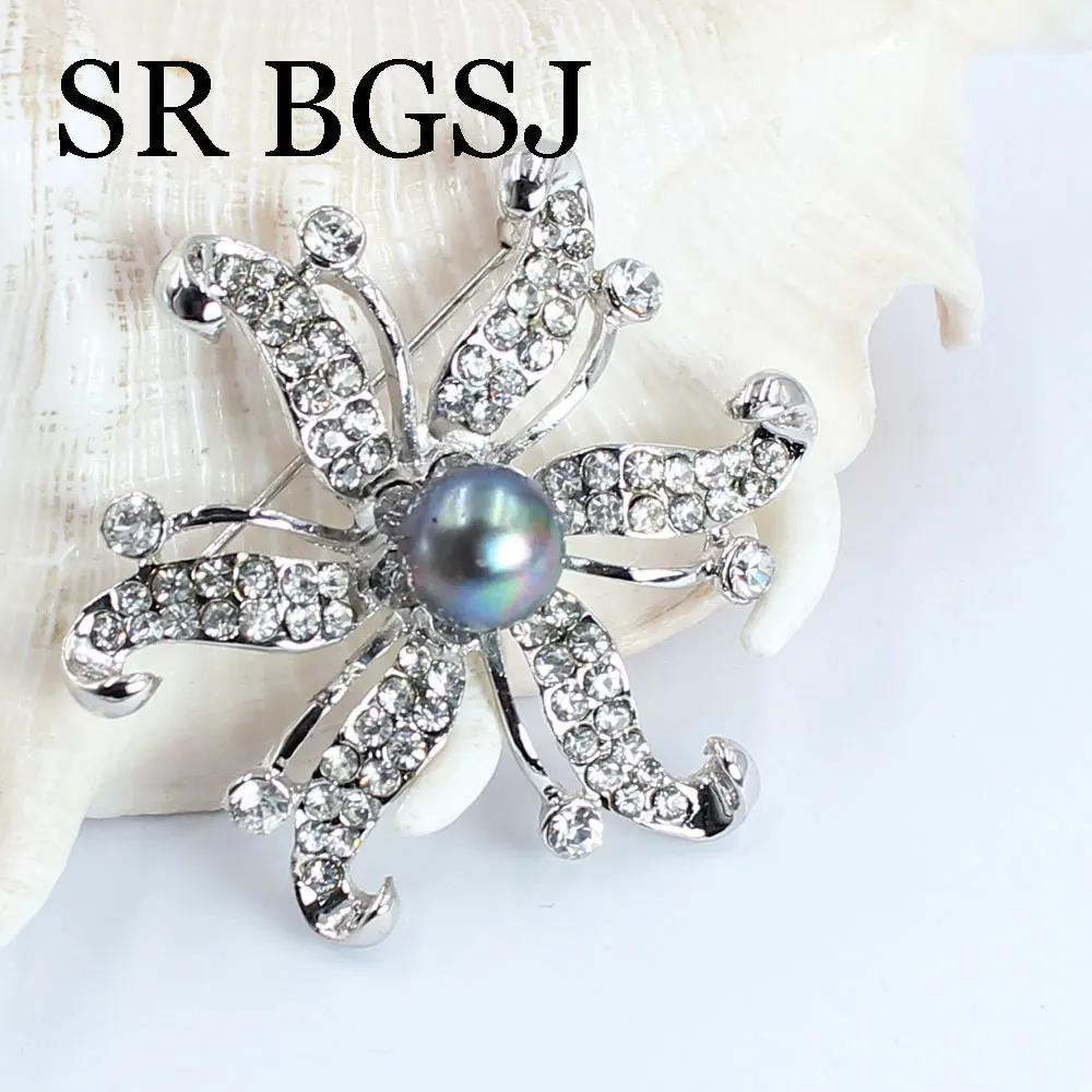 Luxury Jewelry 100% Genuine Natural Freshwater Pearl Wedding Micro-inlaid Zircon Coat Women All Match Accessories Pin Brooch