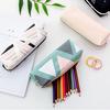 Cute Geometric Canvas Case Pencil Big Capacity Pencilcase Pen Bag Stationery Pouch School Supplies