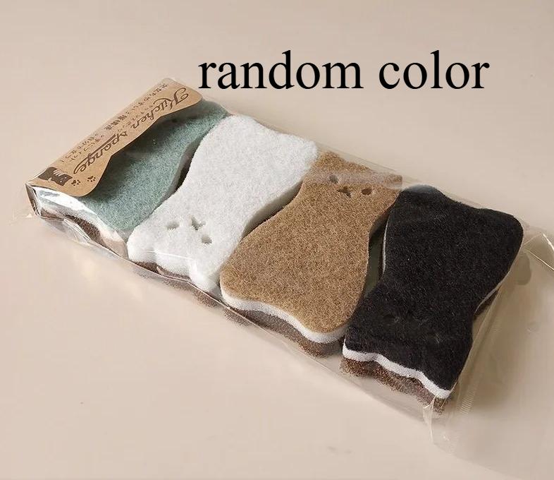 

4-Piece Cute Cat Shape Spongen Wipe Wound Room Cleaning Scouring Pad Dishwashing Decontamination Foam Magic Wipe