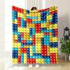 The Pattern Consists of Colorful Interlocking Rectangular Lego-like Blocks. for All Seasons Blanket Lunch Break Throw Gift