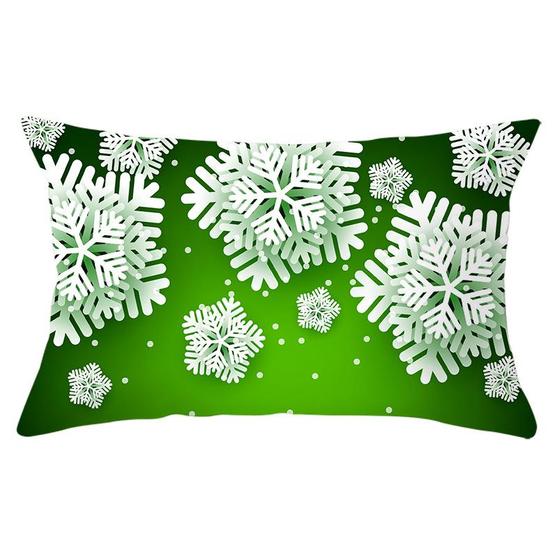 Green Series Christmas Peach Skin Printed Waist Pillowcase Square Sofa Pillowcase Office Pillowcase