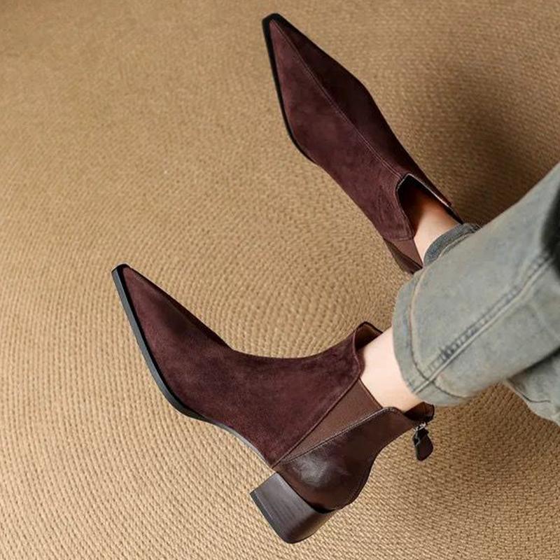 Ankle Boots for Women High Heels Dress Shoes Chunky Designer Luxury Pumps 2025 Winter New Elegant Short Botas De Mujer