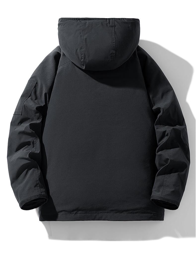 Men's Winter White Duck Down Jacket - Trendy, Loose Fit, Multi-Pocket Workwear Style