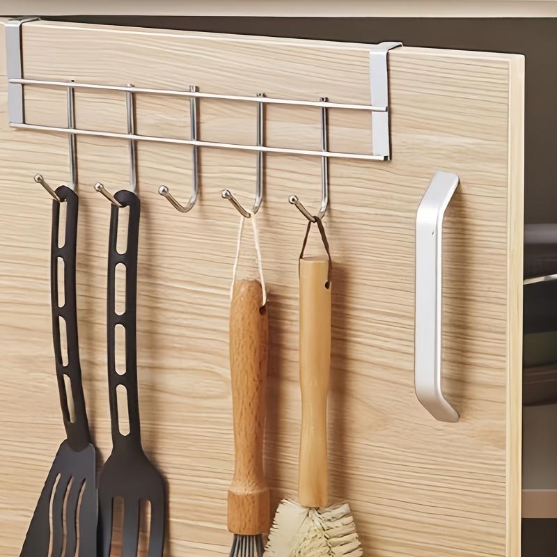 1 Stainless Steel Storage Hook, with 5 Storage Hooks, Kitchen Storage Hook, Kitchen Cabinet Door Behind The Hook, Behind The Door Storage Artifacts