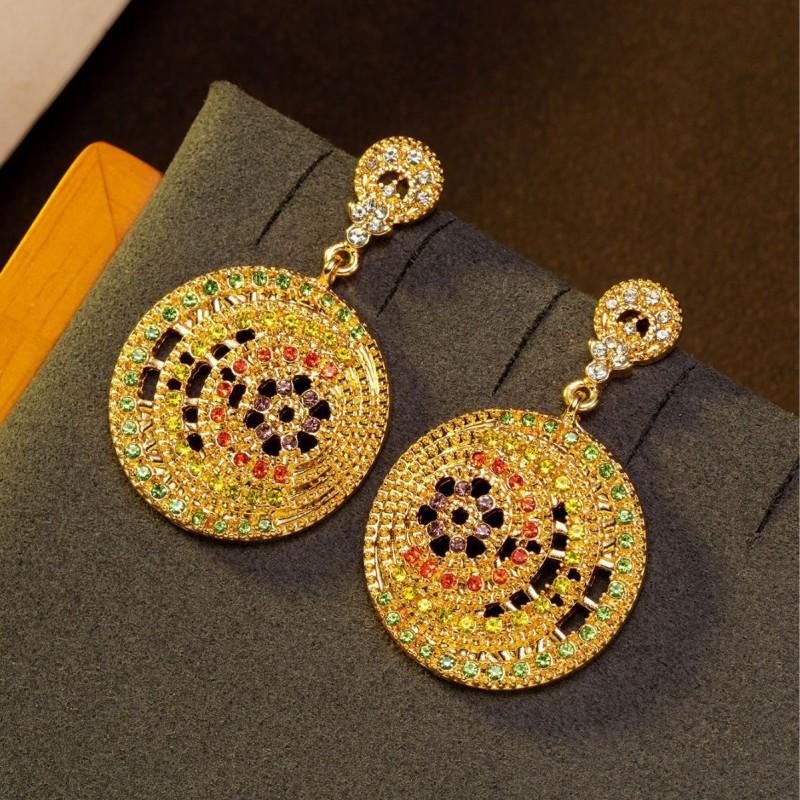 Vintage Full Set Colorful Ring Earrings With A Light Luxury Temperament High-end Feel. Women