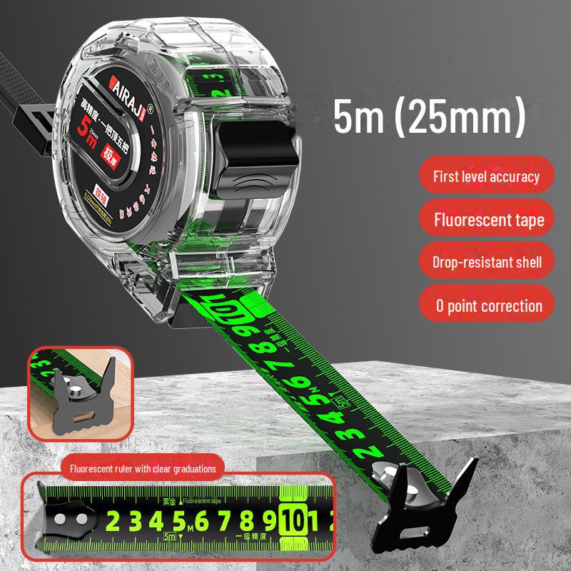 

Высокоточная флуоресцентная рулетка длиной 10 м с двухсторонней шкалой и линейкой из закаленной стали