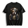 Hip-Hop Stil Cooler Bulldoggen-Print Locker Lässiges Oberteil Reines Baumwoll-T-Shirt