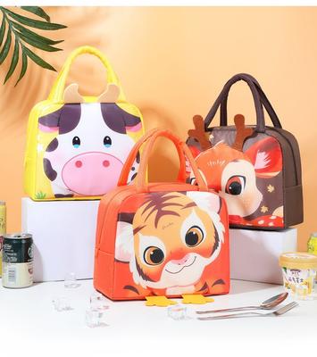 New Cute Bento Bag Cartoon Dopamine Color Primary School Children with Rice Insulation Bag Office Workers Lunch Bag Cartoon Alum